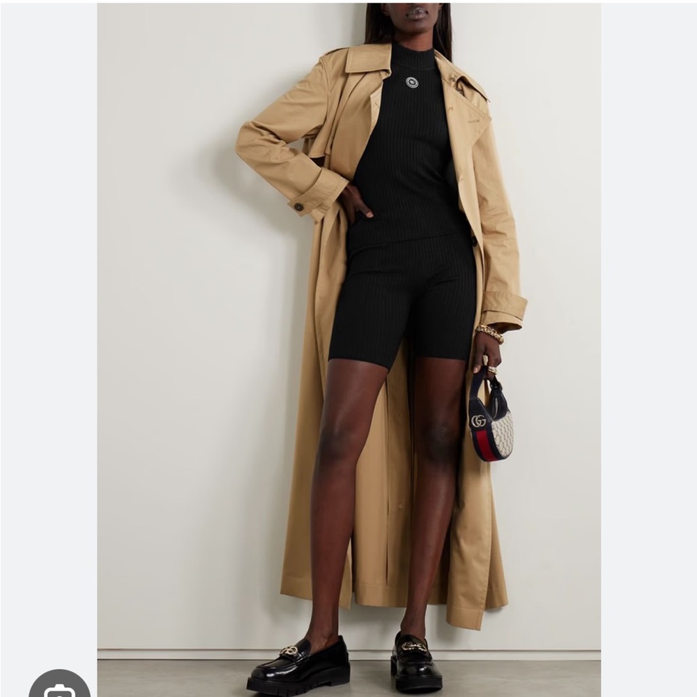 Sporty & Rich Matching Set Black Ribbed Short Sleeve Top and Ribbed Biker Shorts